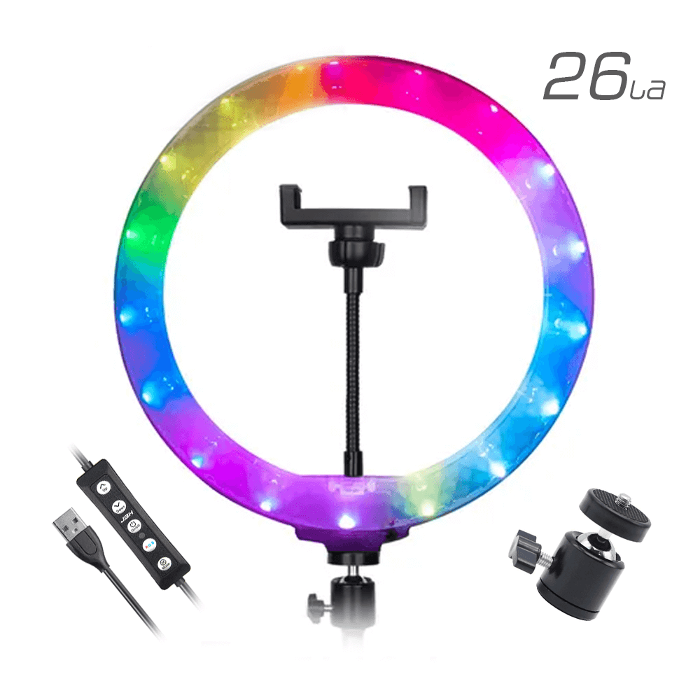 ორმხრივი სელფის რგოლი განათება Diamond Crystal RGB 26სმ