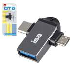 OTG ადაპტერი (Type-C + MicroUSB to USB) G-18 ISA