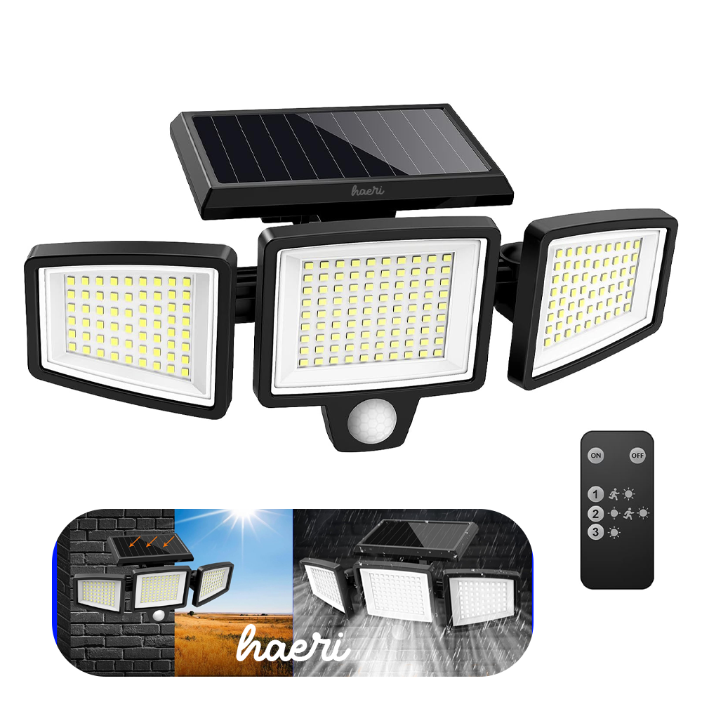 სანათი მზის პანელზე სენსორით 210LED + პულტი