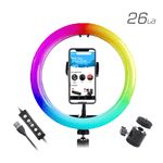 სელფის რგოლი განათება (რინგლაითი + მინი შტატივი) RGB LED 26სმ