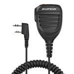Baofeng high-quality microphone with coiled cable, compatible with various radio models for effective communication.