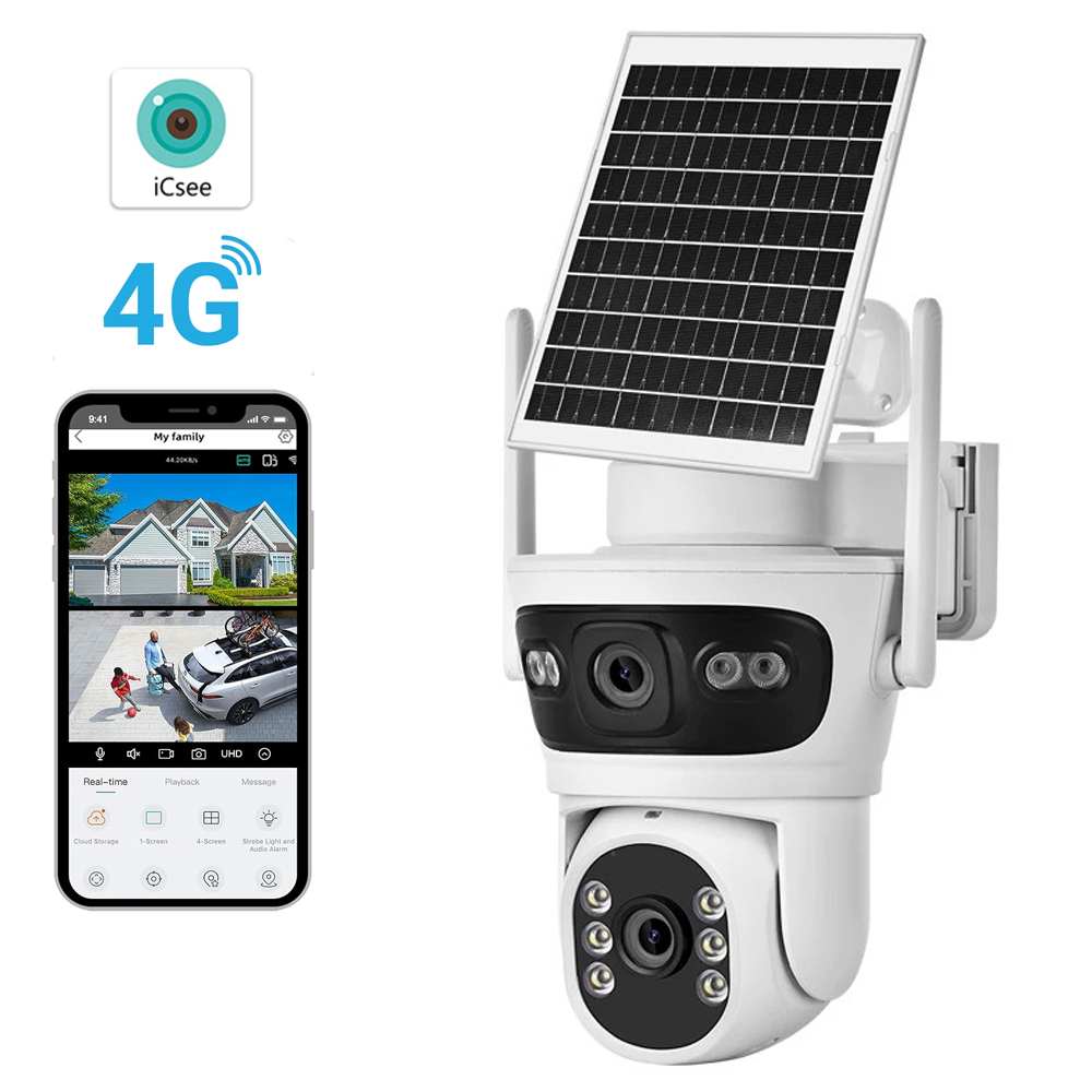4G სათვალთვალო ორმაგი კამერა მზის პანელით