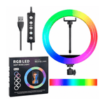 სელფის რგოლი განათება (რინგლაითი + მინი შტატივი) RGB LED 26სმ