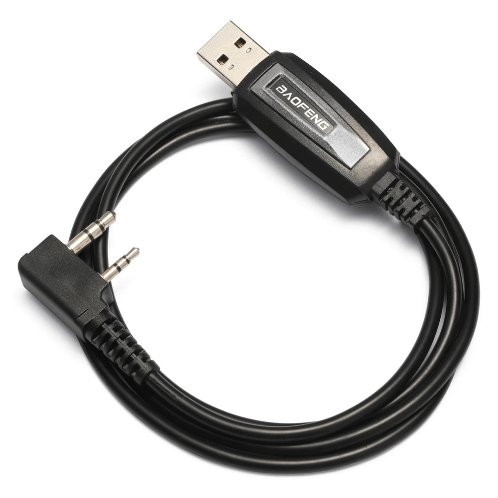 Baofeng programming cable with IEC 2-pin to USB 2.0 Type-A connector