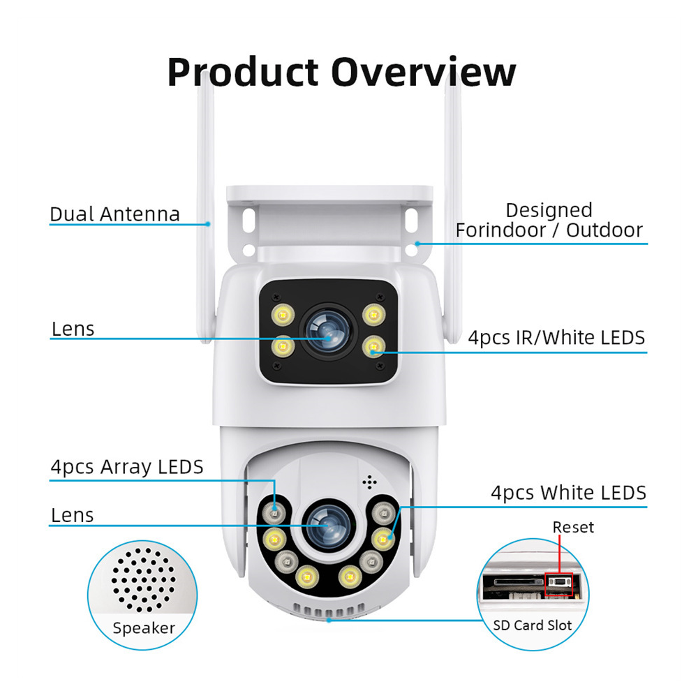 Wi-Fi სათვალთვალო ორმაგი კამერა 3MP+3MP