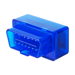 ELM327 Mini V2.1 automotive OBD2 scanner in blue, designed for car diagnostics and compatible with Bluetooth 5.1.