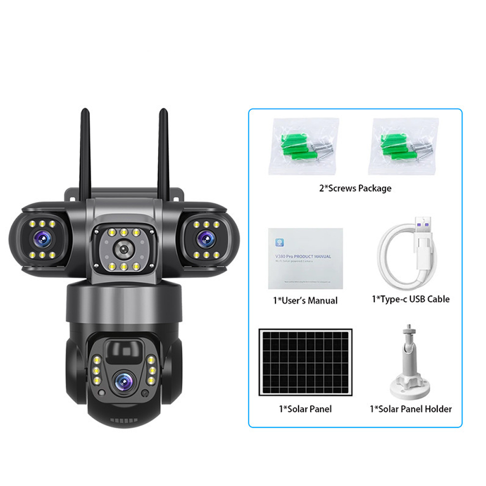 4G სათვალთვალო სამმაგი კამერა მზის პანელით (2+2+2MP)