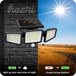 სანათი მზის პანელზე სენსორით 210LED + პულტი