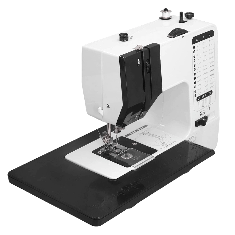 UKICRA UFR-738A electric sewing machine for home workshops, shown in black and white, ideal for small ateliers, user-friendly