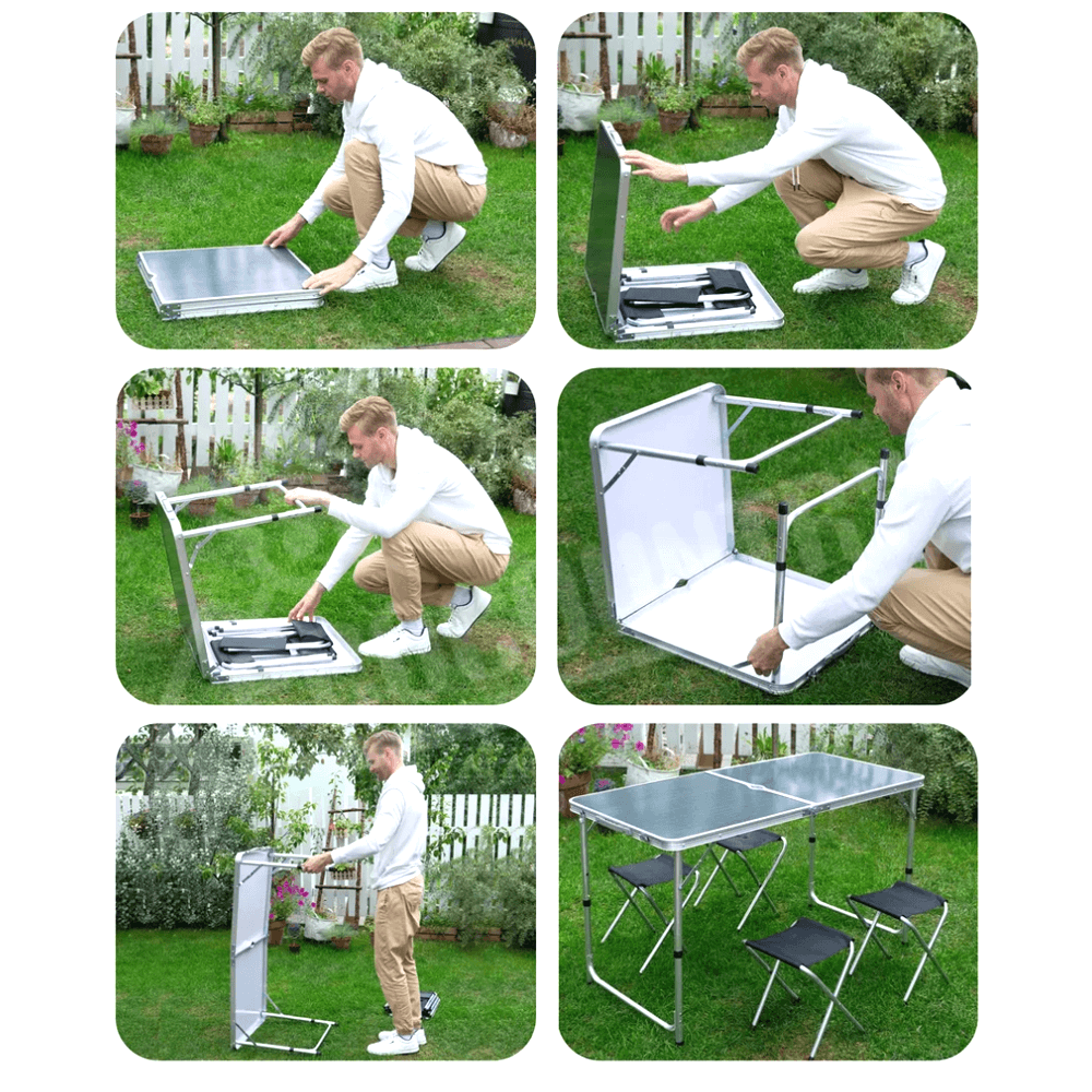 სალაშქრო საკეცი მაგიდა და სკამები 120х60х70სმ