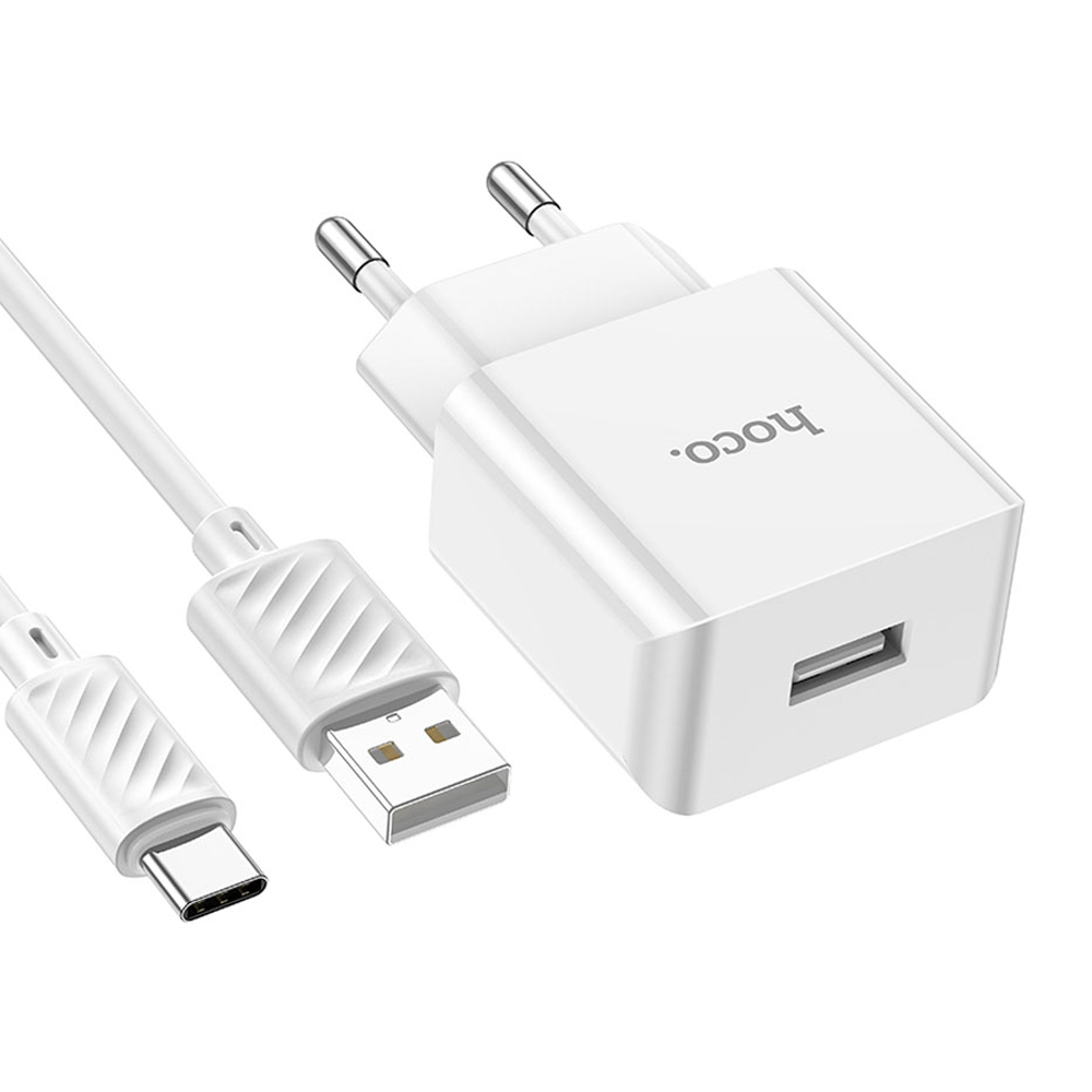 ადაპტერი და კაბელი (USB to Type-C) 2.1A Hoco C106A