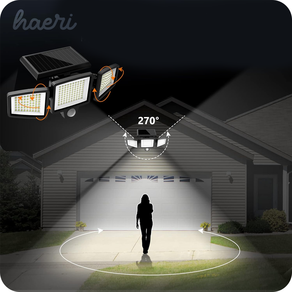 სანათი მზის პანელზე სენსორით 210LED + პულტი