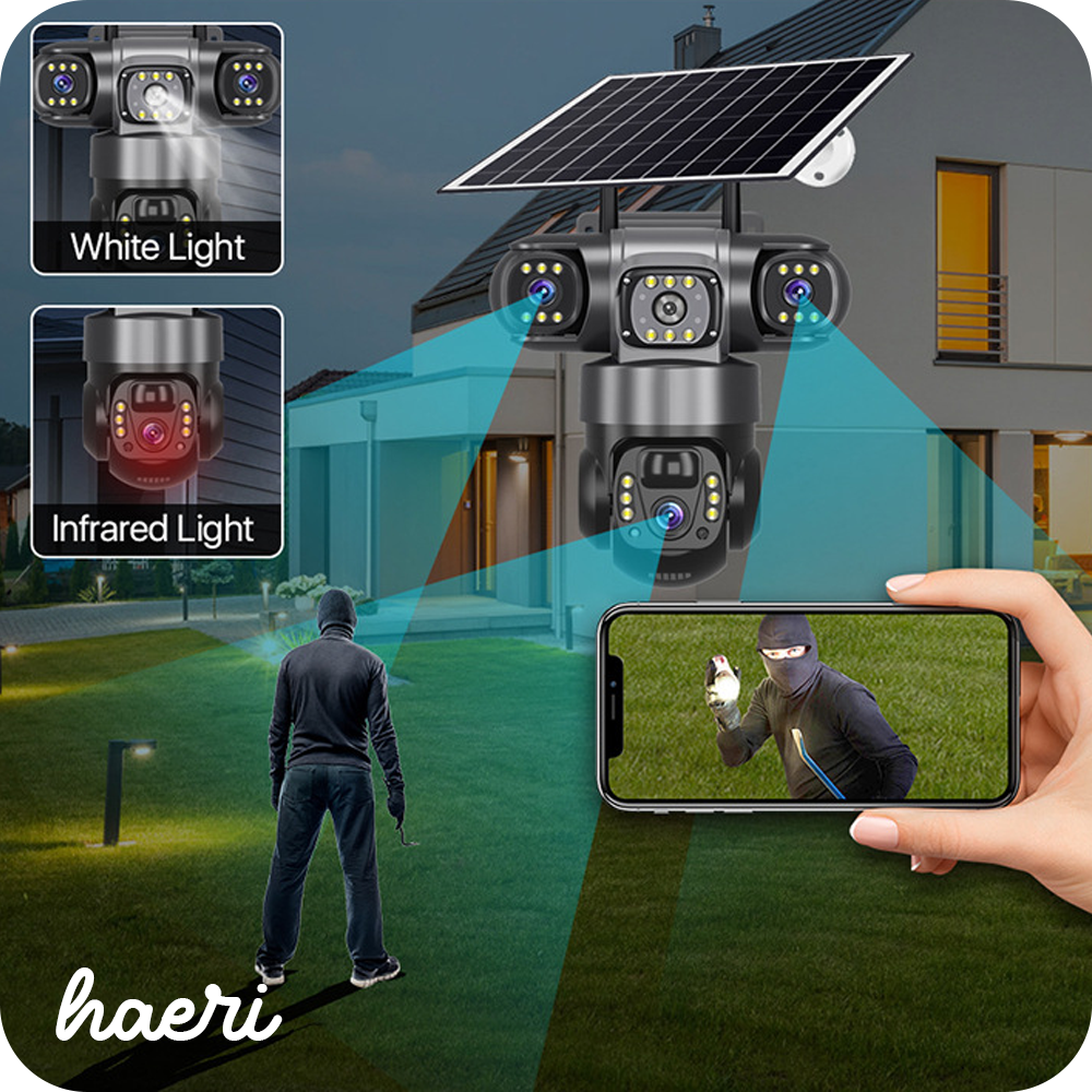 4G სათვალთვალო სამმაგი კამერა მზის პანელით (2+2+2MP)