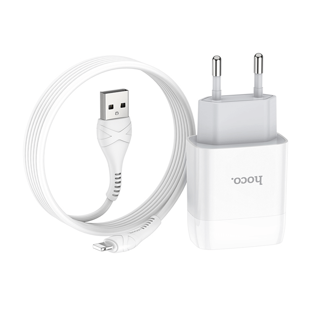 ადაპტერი და კაბელი (2 USB to Lightning) 2.4A Hoco C73A