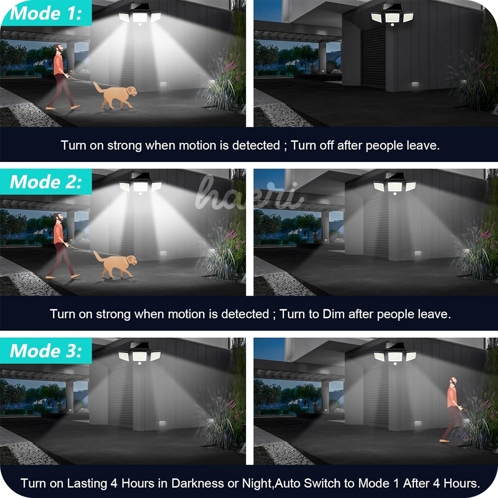 სანათი მზის პანელზე სენსორით 210LED + პულტი