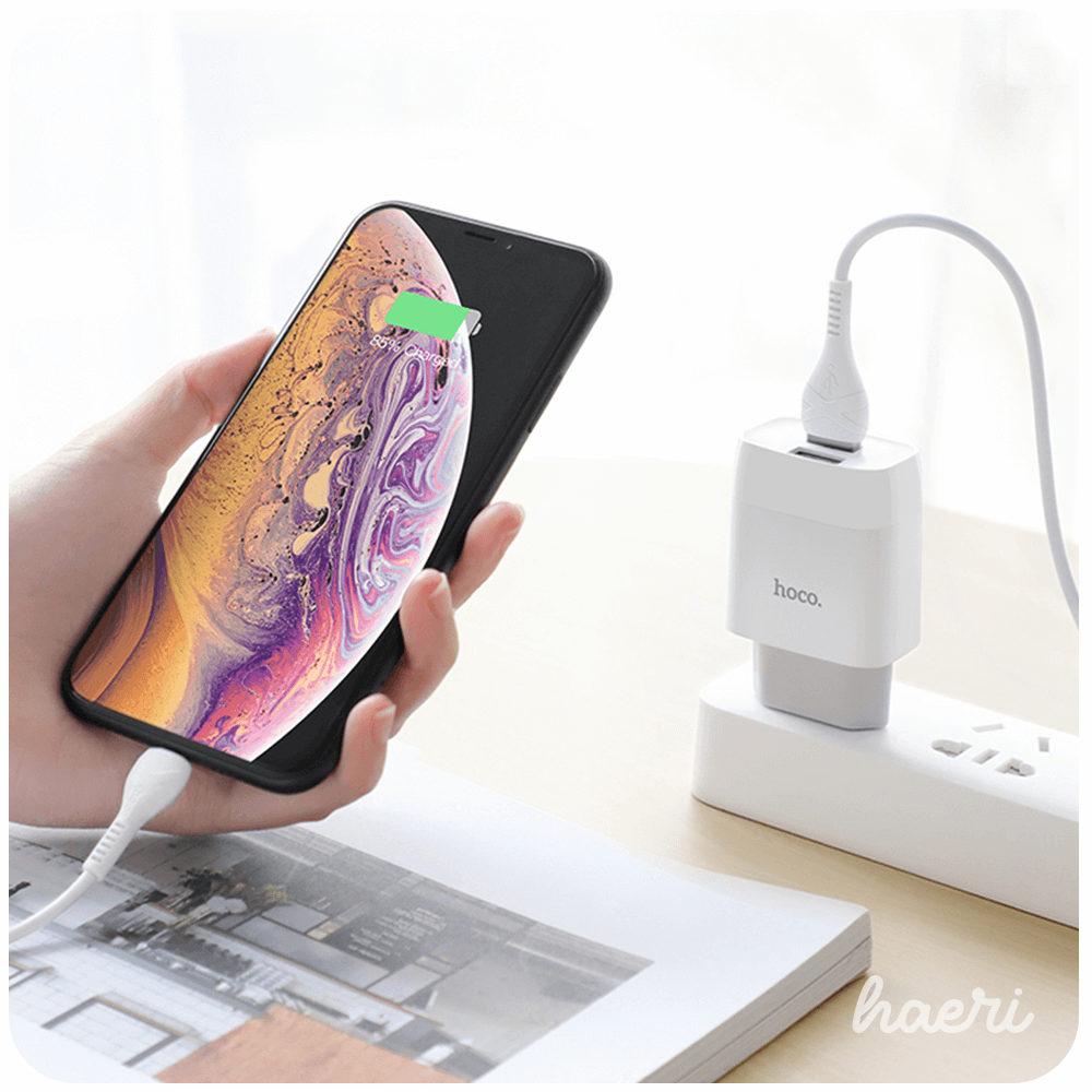 ადაპტერი და კაბელი (2 USB to Lightning) 2.4A Hoco C73A