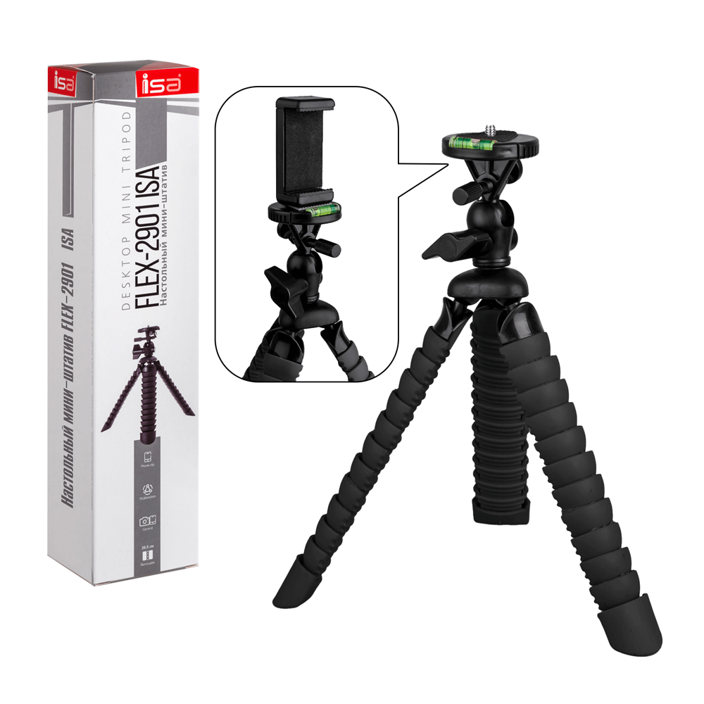 მოქნილი მინი შტატივი FLEX-2901 ISA შავი