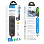 დამაგრძელებელი (3 როზეტი + 3 USB 2,4A) Hoco NS2 18W 1.8მ