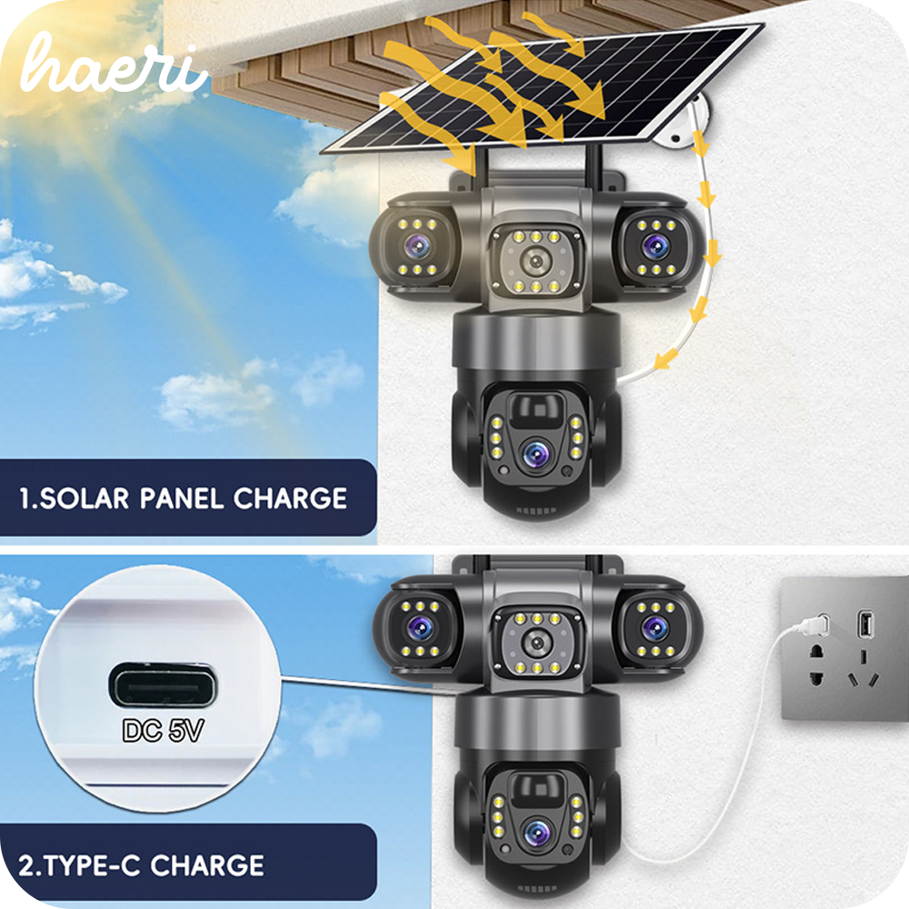 4G სათვალთვალო სამმაგი კამერა მზის პანელით (2+2+2MP)
