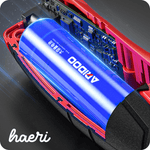 Inside view of ARIDOO electric scissors battery, showcasing 4.2V power and high-performance design.