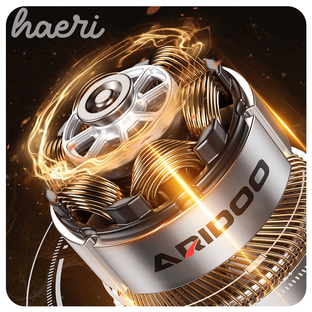 ARIDOO powerful brushless motor with glowing copper coils and sleek design for enhanced cutting performance.