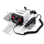 Strong 204 nail drill machine with power unit, handpiece, foot pedal, and manual, ideal for manicures and pedicures, 65W power, 35,000 RPM.