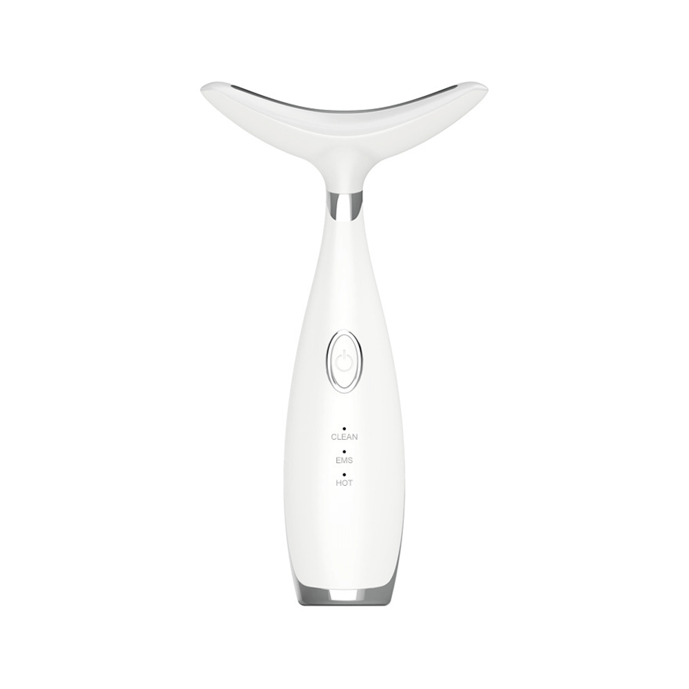 Face and neck lifting massager device with heat and vibration technology.