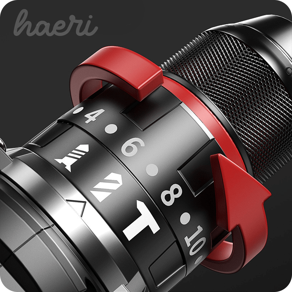 Close-up of a precision dial with red controls, numbers ranging from 1 to 10, showcasing fine-tuning features.