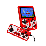 პორტატული რეტრო სათამაშო კონსოლი SUP წითელ ფერში, 3 დიუმიანი LCD ეკრანით და ჯოისტიკით.