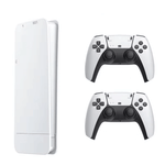 White gaming console with two wireless controllers, designed for immersive gaming experiences.