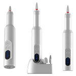 Wireless nail drill for manicure and pedicure, featuring adjustable speed and multiple drill bits in white color.