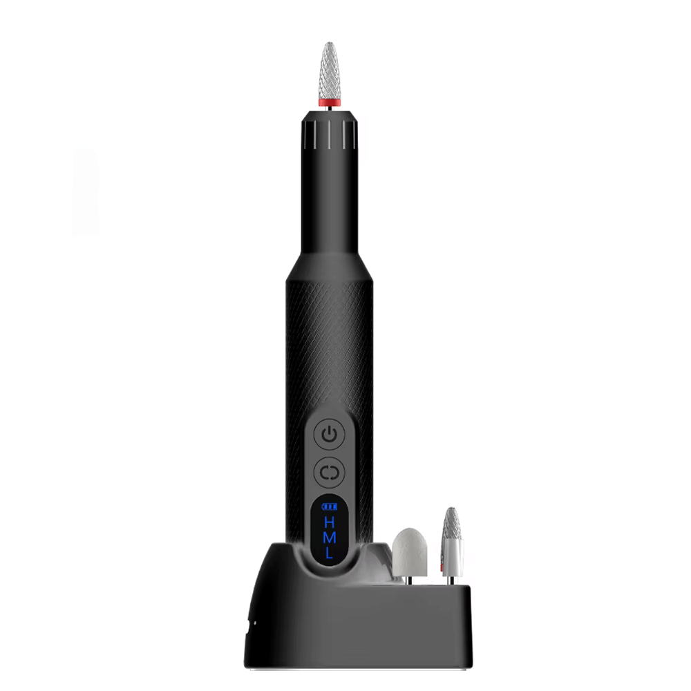 Wireless nail and pedicure drill, model M3, featuring adjustable speed and 6 attachments for gel polish remover.