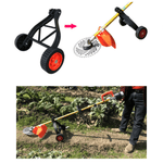 Universal lawn mower wheels for easy grass trimming on flat surfaces.