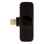 Wireless K9 lavalier microphone with Lightning connector for iOS devices, ideal for professional recording, black color.