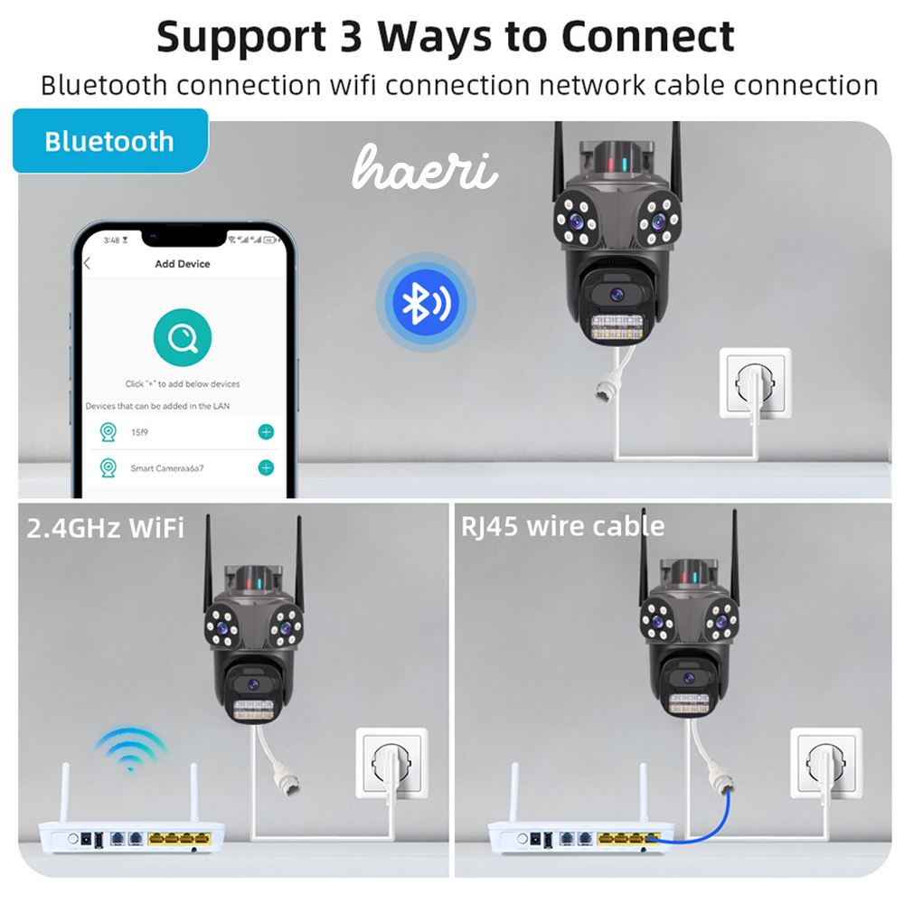 Wi-Fi სათვალთვალო სამმაგი კამერა 2+2+4MP