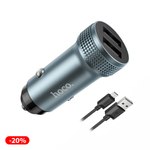 Hoco Z49 მანქანის ადაპტერი და კაბელი USBx2 (Micro-USB & USB) 2.4А