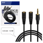 აუდიო კაბელი Aux Jack 3.5 მმ "მამალი"\2 "დედალი" 3.5მმ (1.5 მ)