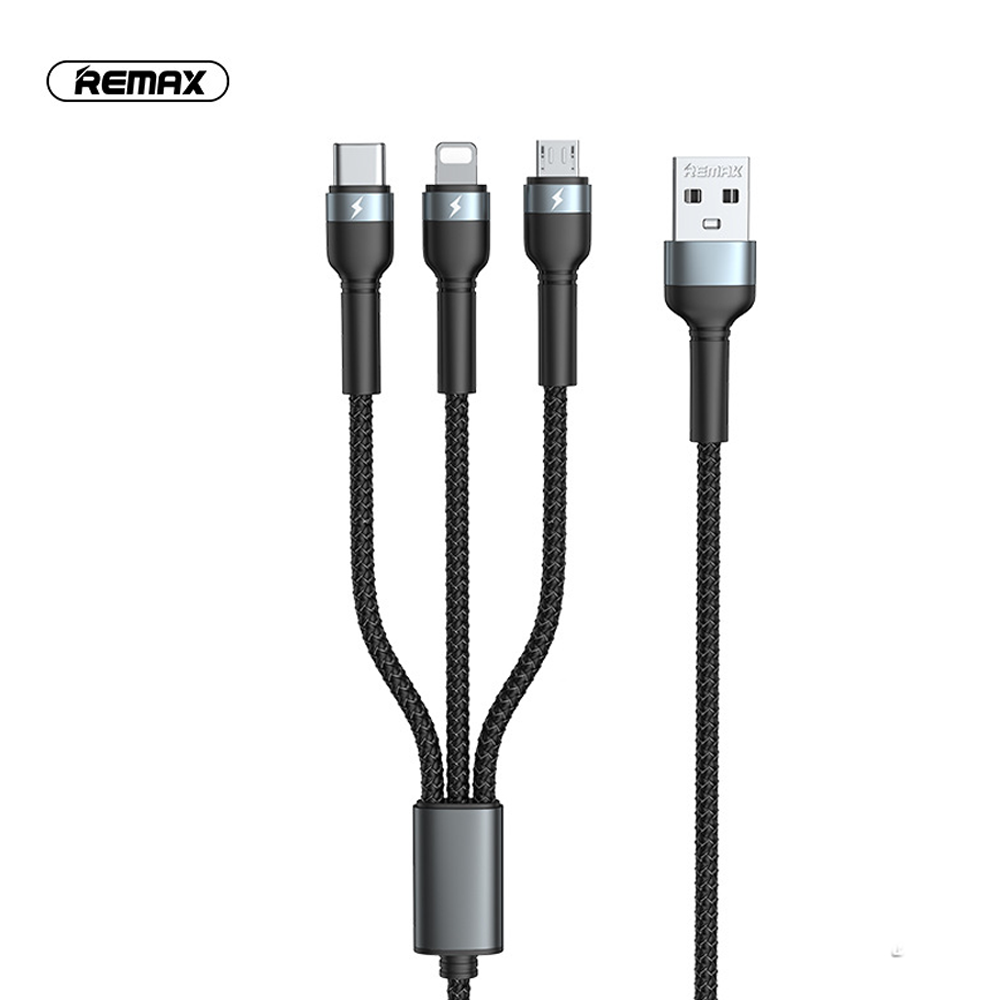 დამტენის კაბელი 3-1ში REMAX RC-124th (USB to Type-C + Lightning + Micro-USB )