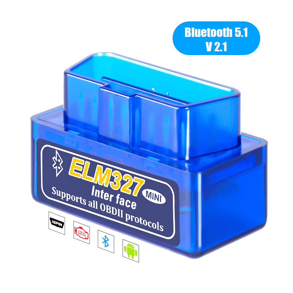 OBD2 ELM327 Mini V2.1 Bluetooth scanner for vehicle diagnostics, supports all OBDII protocols.