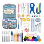 DIY knitting set with 48 tools, including yarn, hooks, needles, and accessories for crafting enthusiasts.