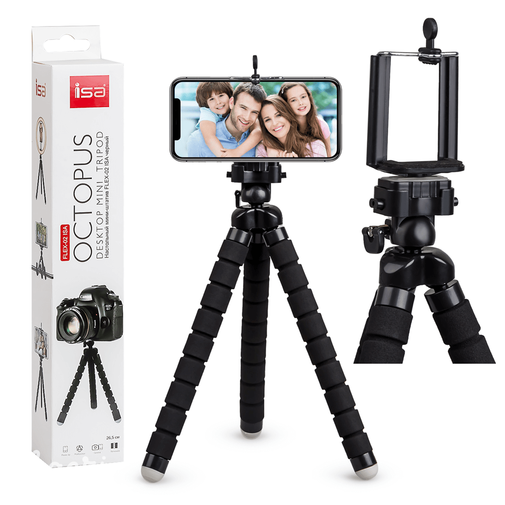 მოქნილი მინი შტატივი FLEX-02 ISA შავი