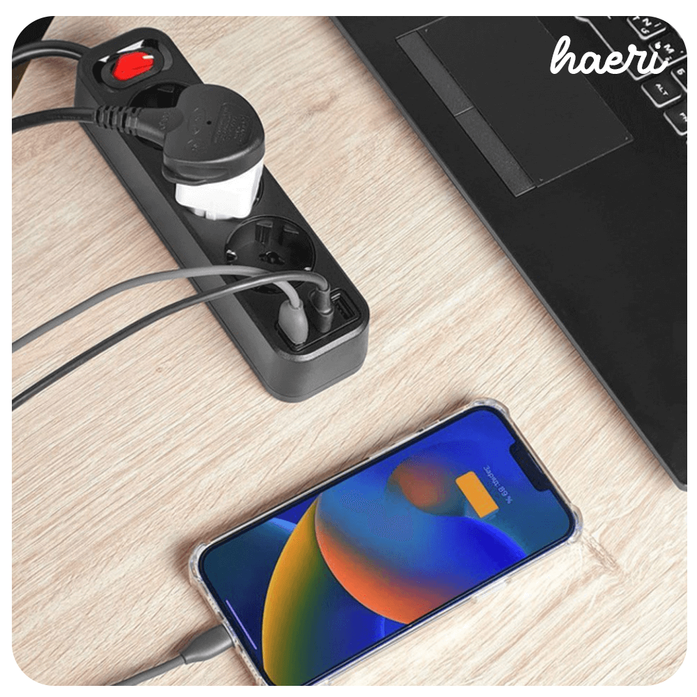 დამაგრძელებელი (3 როზეტი + 3 USB 2,4A) Hoco NS2 18W 1.8მ