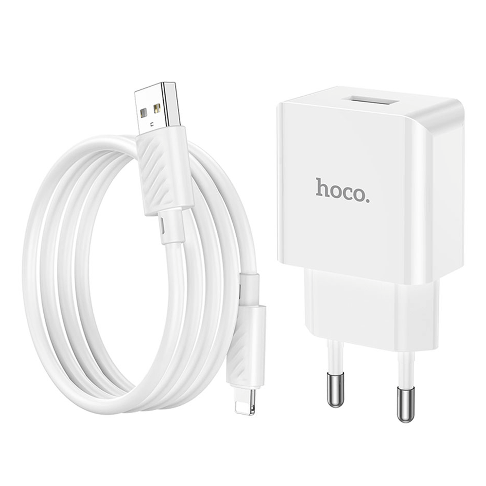 ადაპტერი და კაბელი (USB to Lightning) 2.1A Hoco C106A