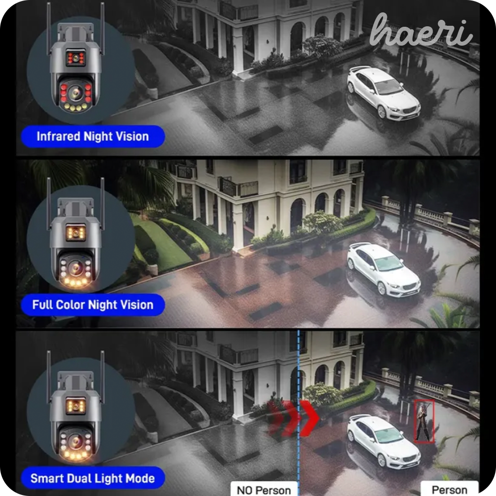 Wi-Fi სათვალთვალო ორმაგი კამერა ოპტიკური ზუმით X18