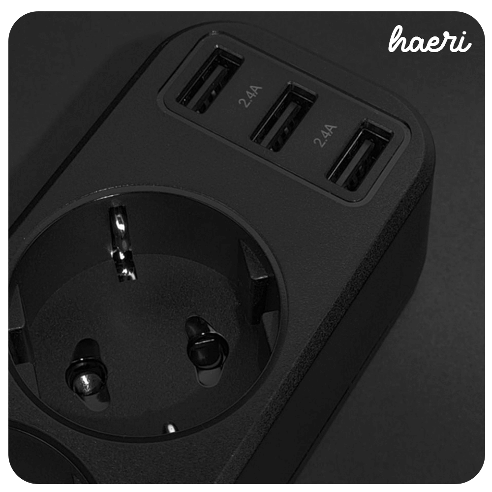 დამაგრძელებელი (3 როზეტი + 3 USB 2,4A) Hoco NS2 18W 1.8მ