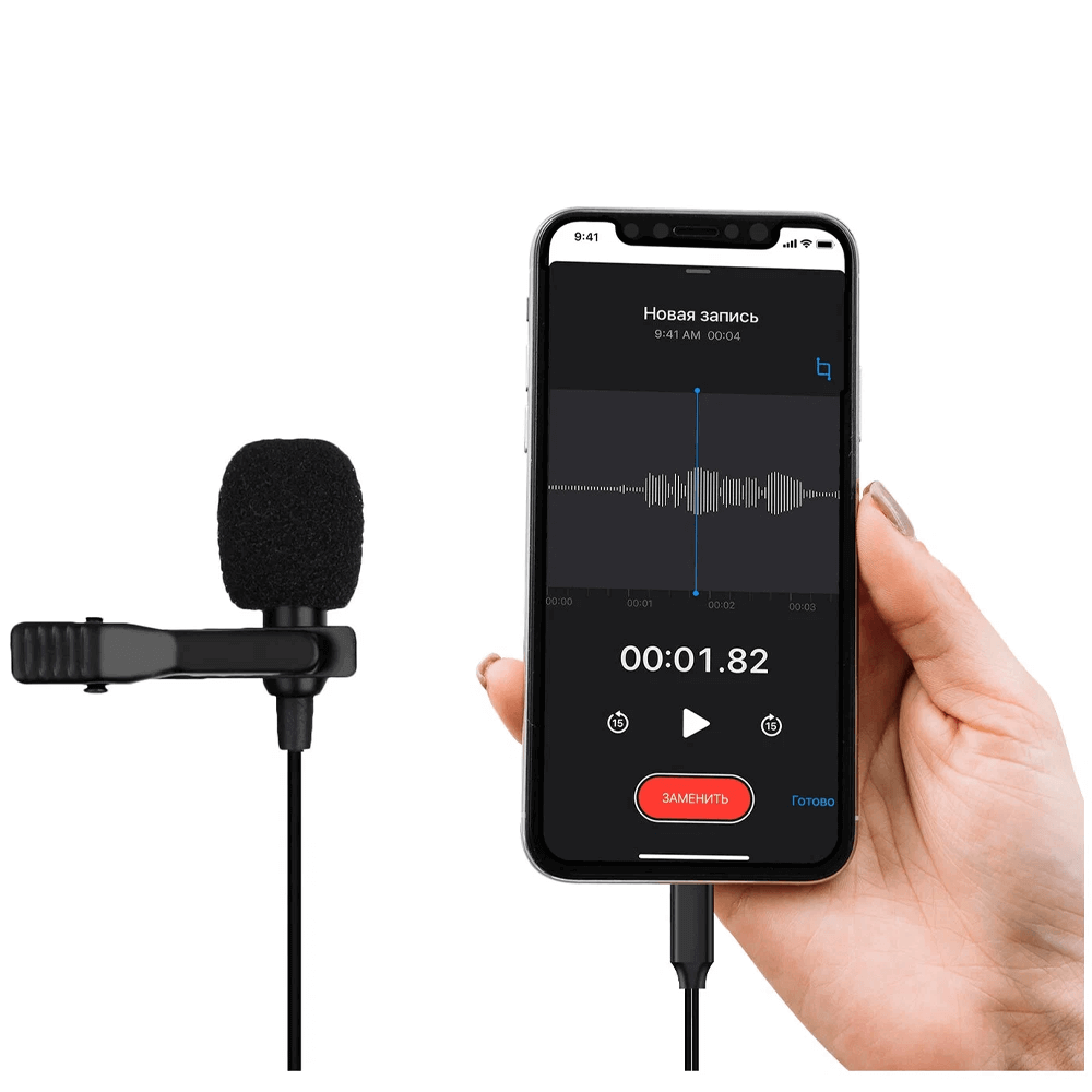 მინი მიკროფონი "პეტლიჩკა" 3.5 მმ Aux ML-01 JBH (1.5 მ)