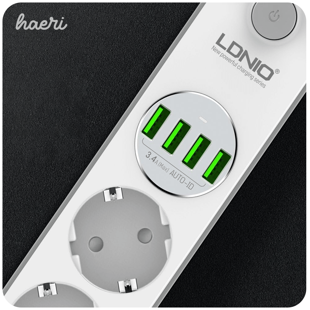 დამაგრძელებელი 2მ (4 როზეტი + 4 USB 3.4A) LDNIO SE4432