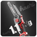 ARIDOO 8" mini cordless chainsaw, lightweight at just 1.1 Kg, ideal for precision cutting and easy handling.