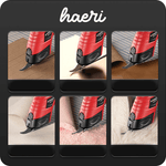 ARIDOO 4.2V electric fabric cutter showcasing various materials like leather, fleece, and cardboard.