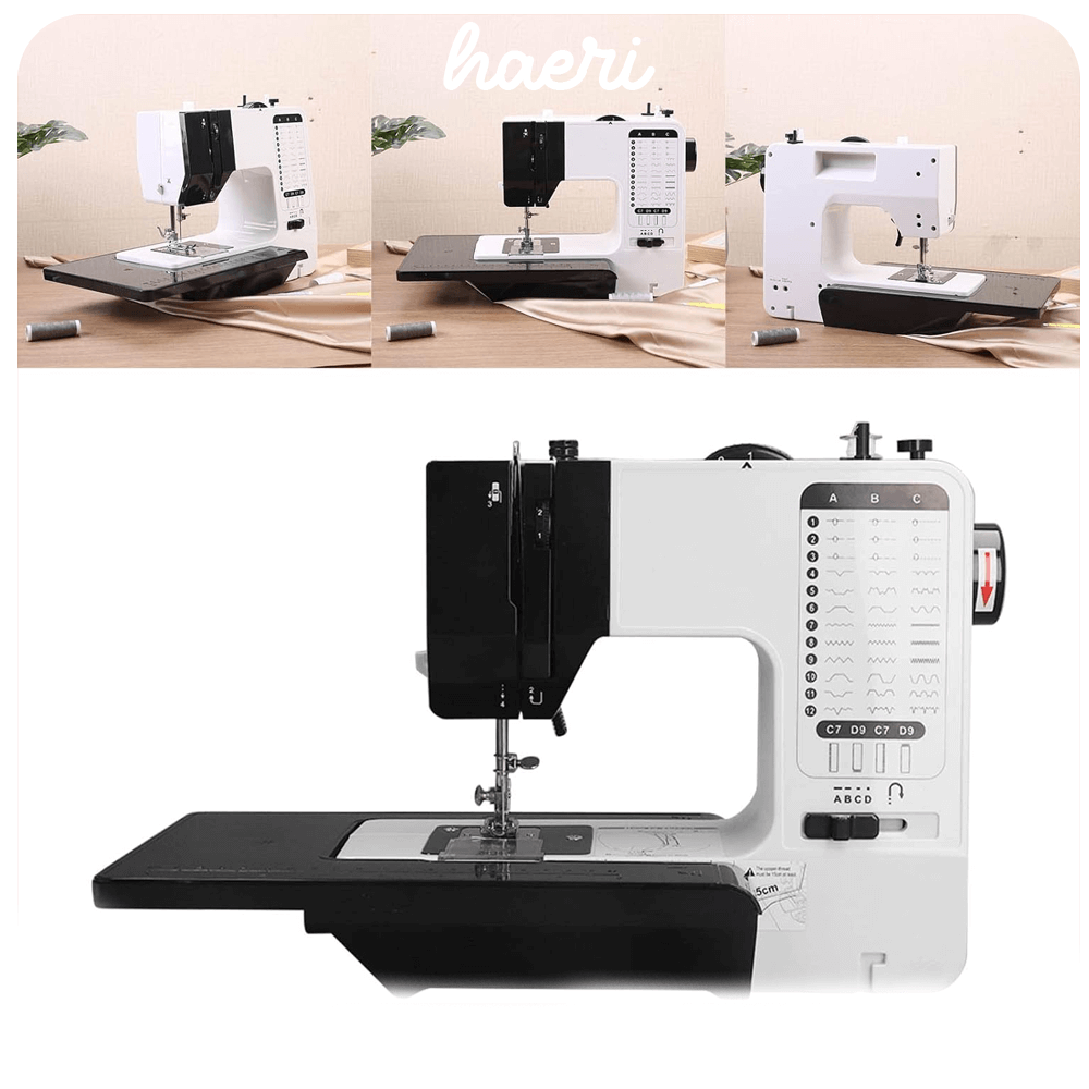 Electric sewing machine UKICRA UFR-738A with accessories, ideal for home and small ateliers. Features reliable and easy use.